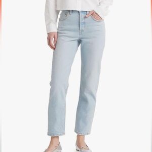 Levi’s 501 Cropped Jeans Light Wash High Rise Straight Leg Size 25 Button Fly